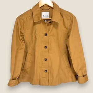 Madewell Northwoods Military Jacket Women Medium Mustard Gold Cotton Utility
